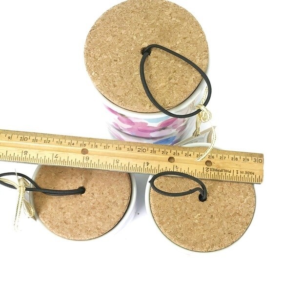 Mimi Premium Collection Ceramic Canister Set w/ Cork Lids Floral Pink Blue NEW! - Picture 6 of 10